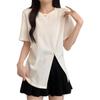 La Chapelle Women's Summer Irregular Slit T-Shirt