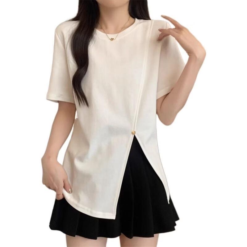 La Chapelle Women's Summer Irregular Slit T-Shirt