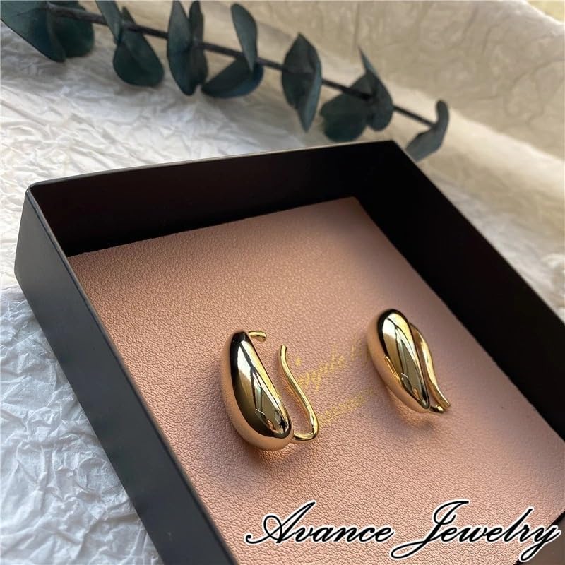 Avance Drop Ear Cuff Ear Clip Earrings Earrings Silver Gold Non-Pierced Women's (Gold)
