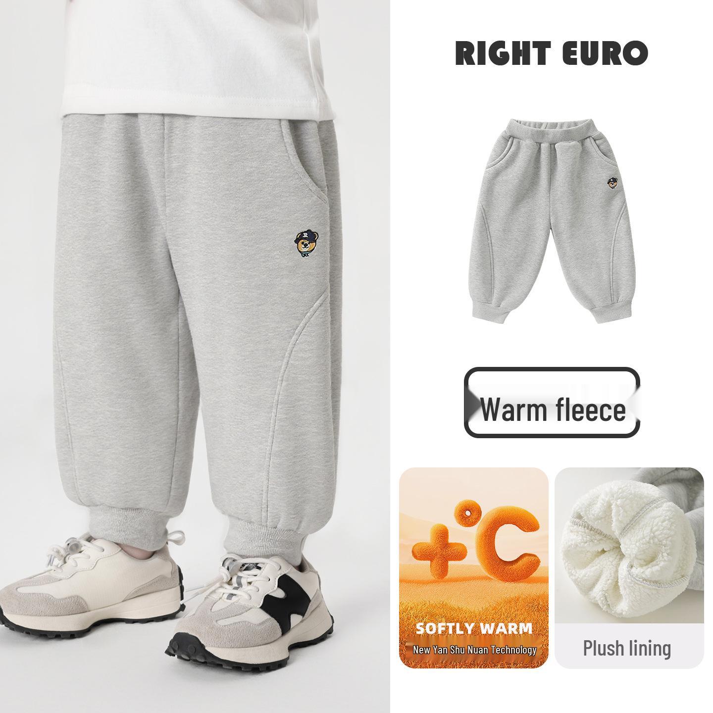 

Right European Boys Fleece-Lined Sweatpants - Thick Winter Style 2025 for Toddlers 110 cm хізер сірий колір