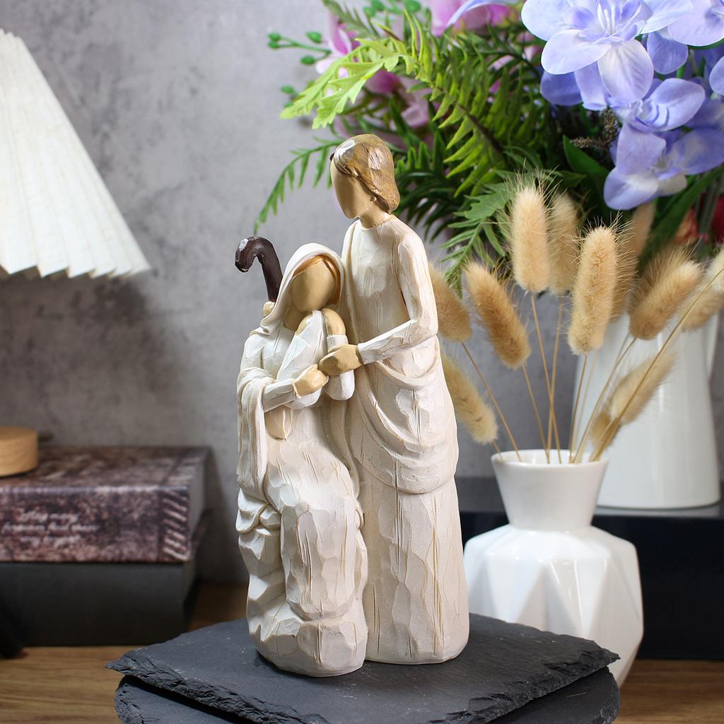 Resin Nativity Statue Holy Family Jesus Our Lady of Mary Figurine Catholic Birth of Christ Manger Group Home Desktop Decoration