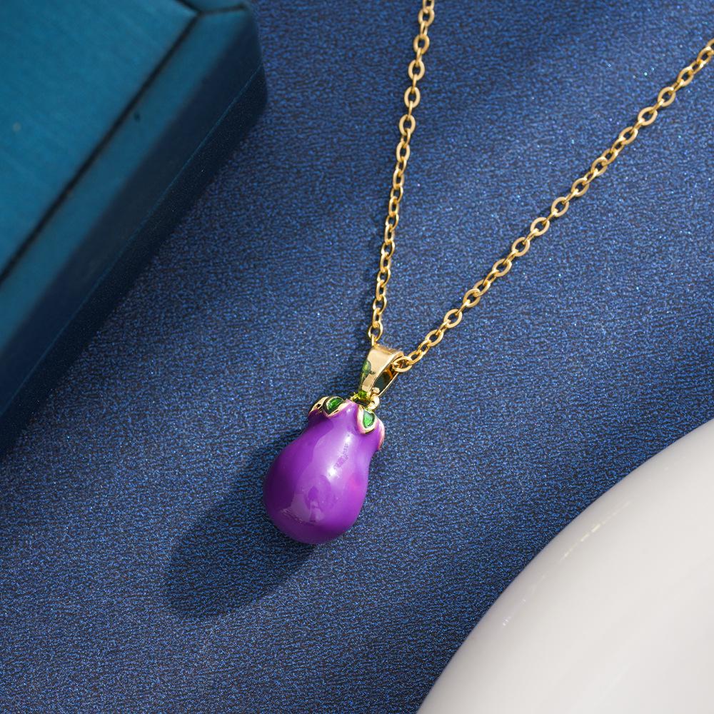 Fresh Pastoral Summer Fruit Heart Necklace for Women, Versatile Titanium Steel Clavicle Chain