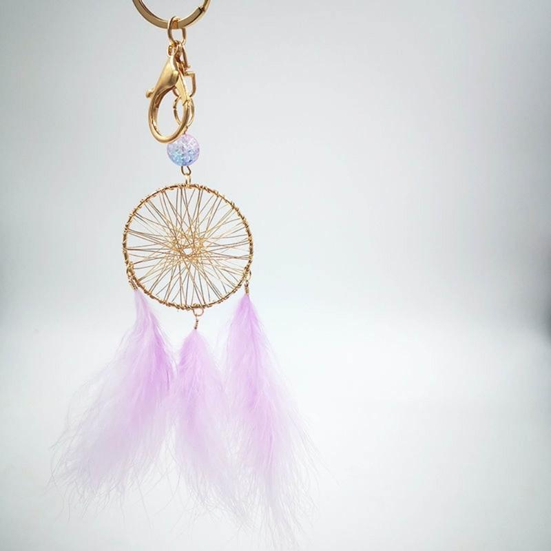 Feather Dream Catcher Charm Keychains Fashion Pendant Car Keyring Backpack Decoration Fashion Jewelry for Women Girls