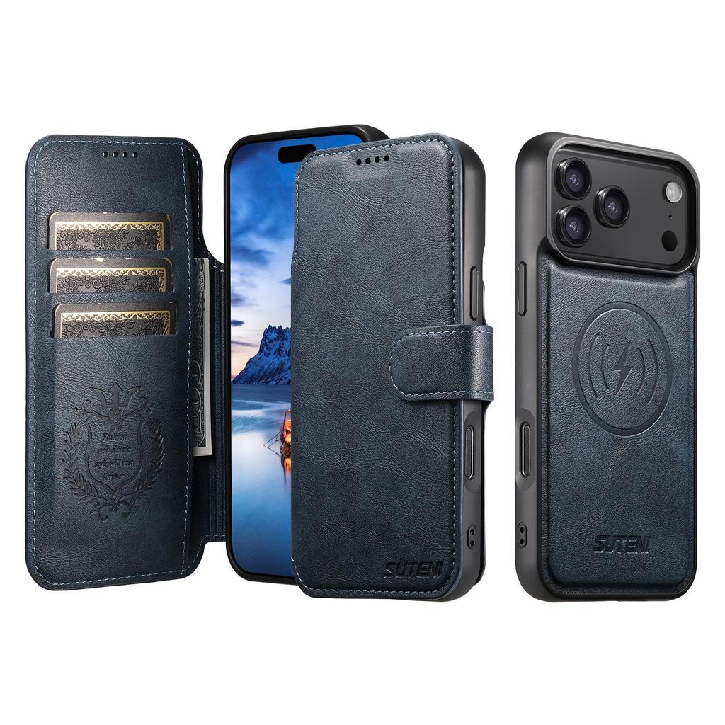 iPhone 17 Pro Max Flip Case with Card Slot, Magnetic Snap, Wireless Charging, Stand Function, and Leather Finish