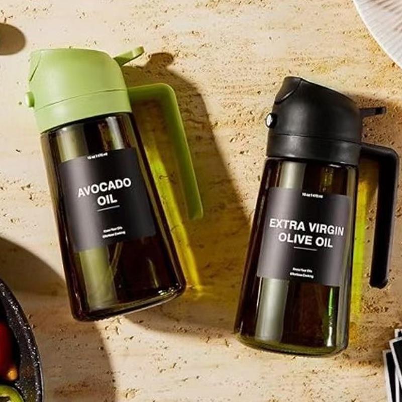 2-In-1 Dark Glass Oil Sprayer Olive Oil Dispenser Black Lightproof Oil Sprayer For Cooking Salads And Barbecues Barbecue Tools