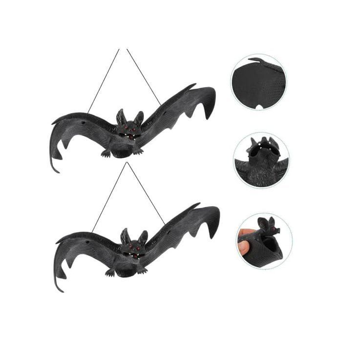 Décoration de fête - AIMOONSA - Lot 6 chauves-souris (Halloween) - Noir - Yeux rouges - À suspendre