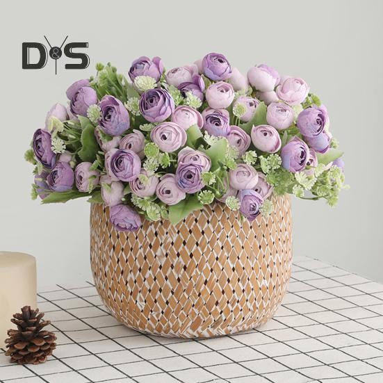 Flori artificiale, rezistente la decolorare, floare de mătase artificială, 15 capete, floare de trandafir artificial, furnituri pentru nuntă