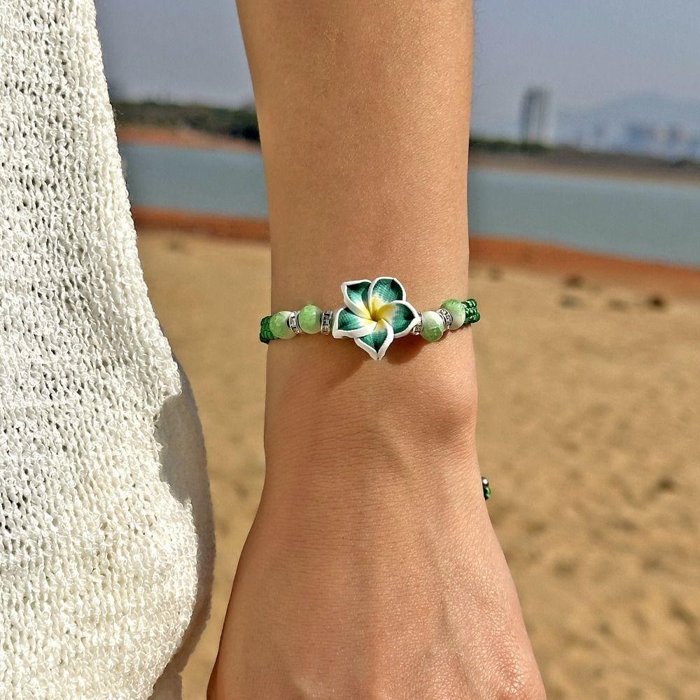 Boho Flower Bracelet Colorful Bohemian Beach Jewelry Cute Egg Flower Bangle  Jewelry Gifts