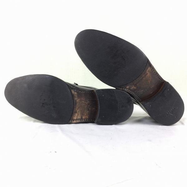 80s-90s Vintage Heyraud French Handmade Straight Tip Shoes Black Size 40.5 25.0-25.5(USED)