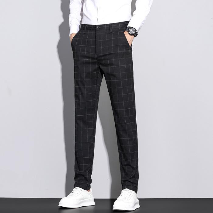 

Men s Spring/Summer Plaid Casual Business Trousers 36 чёрный