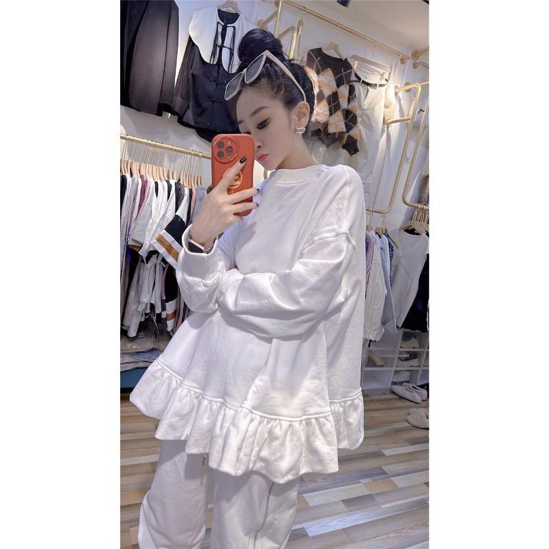 Plus Size Women's Ruffled Casual All In One Baggy Long Sleeved Blouse