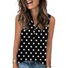 Women's Casual Fashion Summer Color Block Stitched Print Tank Top V-neck Sleeveless Button Top