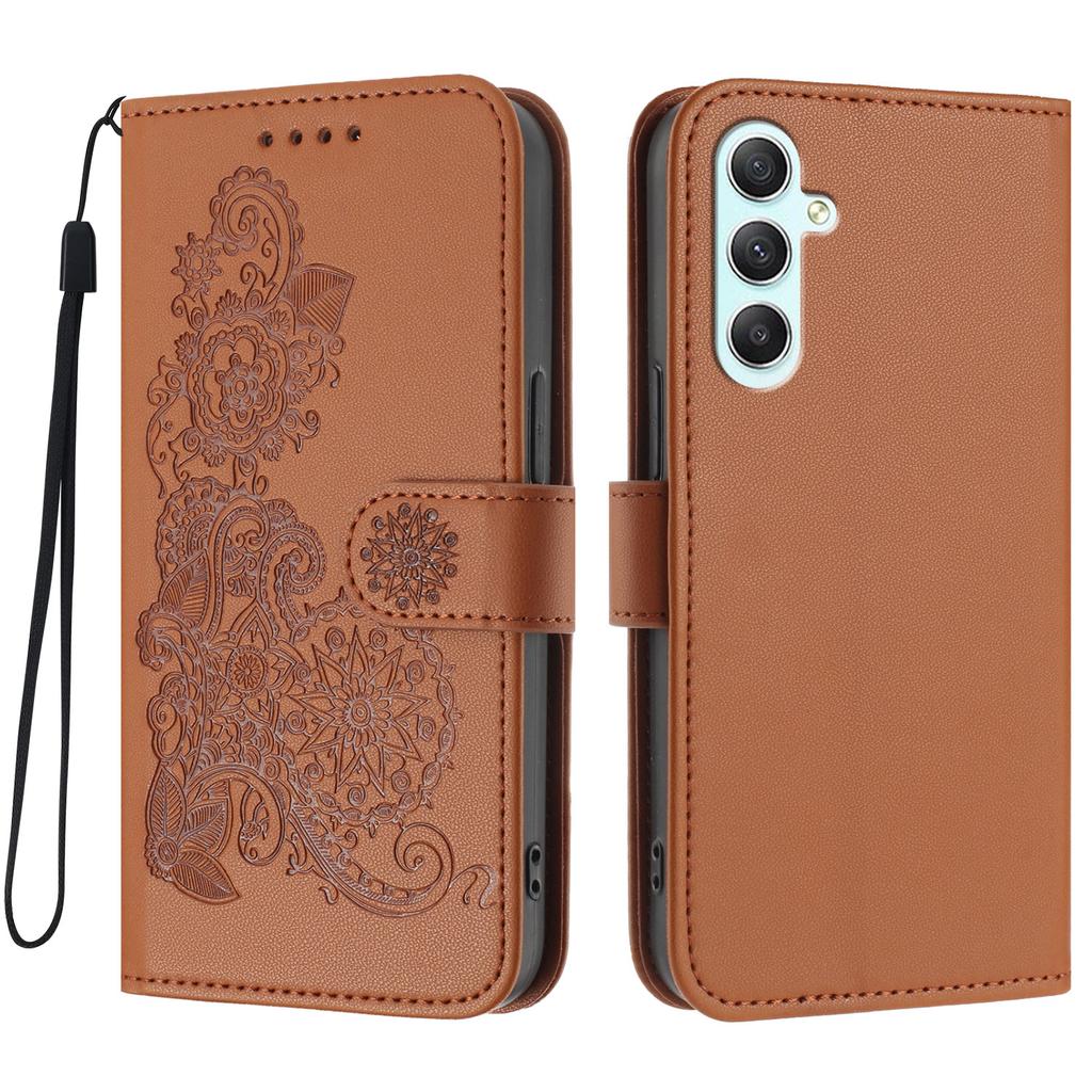 For Samsung Galaxy A35 5G Phone Cases Mandala Flower Leather Wallet Mobile Cover with Strap