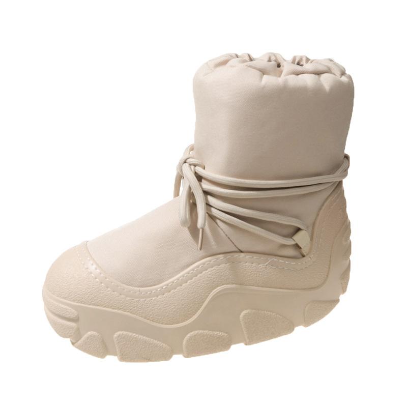 Women's Lace-Up Lightweight Chunky Sole Winter Insulated Fleece-Lined Snow Boots Slip-Resistant Casual Athletic Cotton Boots