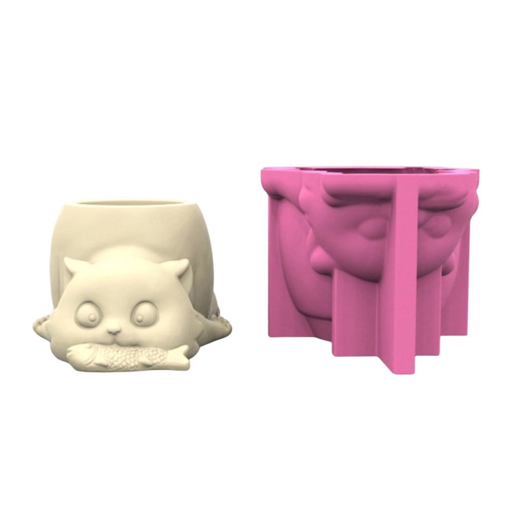 Creative Cats Planter Sturdy Silicone Mould Reusable Artistics Cement Cast Craft Supplies Accessory for Home and Garden