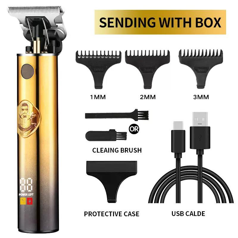 Profesyonel Elektrikli Saç Kesme Makinesi ve Gravür Jileti - Berber Makası Dahil