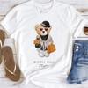 Cute Bear Print Shirts White Fashion Women T-Shirts Harajuku Kawaii Clothes Short Sleeve Summer Tees Casual Female Tops O-Neck