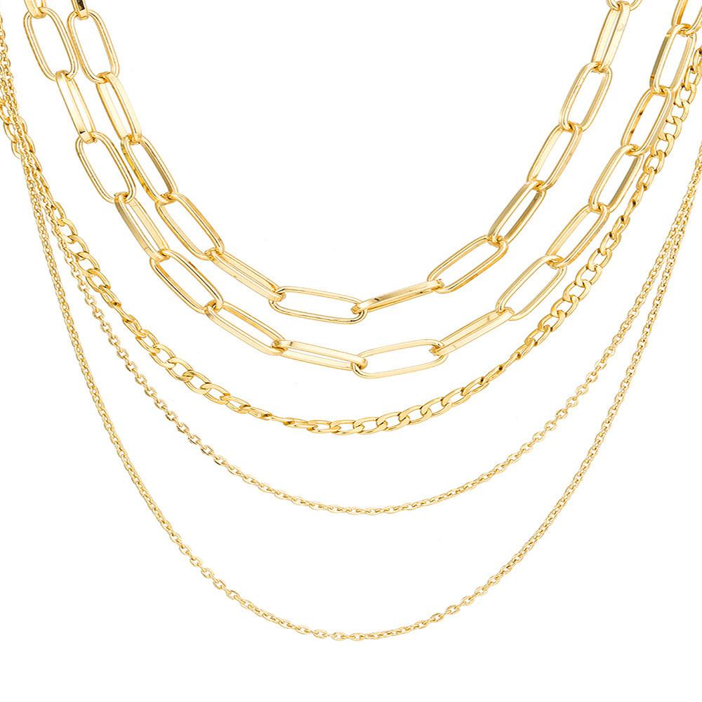 Stylish Multilayered Alloy Chain Necklace For Women Elegant Geometric Jewelry