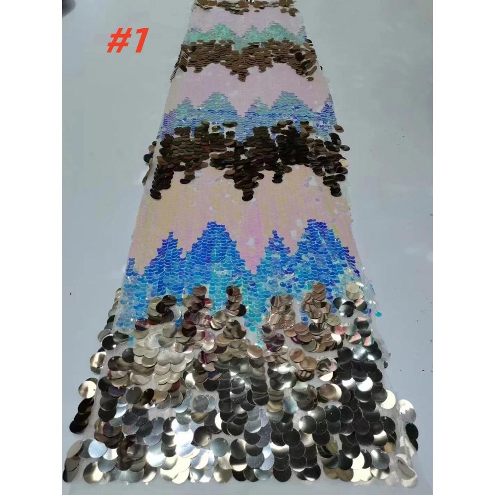 Multi Color Gradient Big Sequin Mesh Fabric for Diy Sewing Dress 2026 Fashion Clothing Designer Fabrics Cloth Material Wholesale