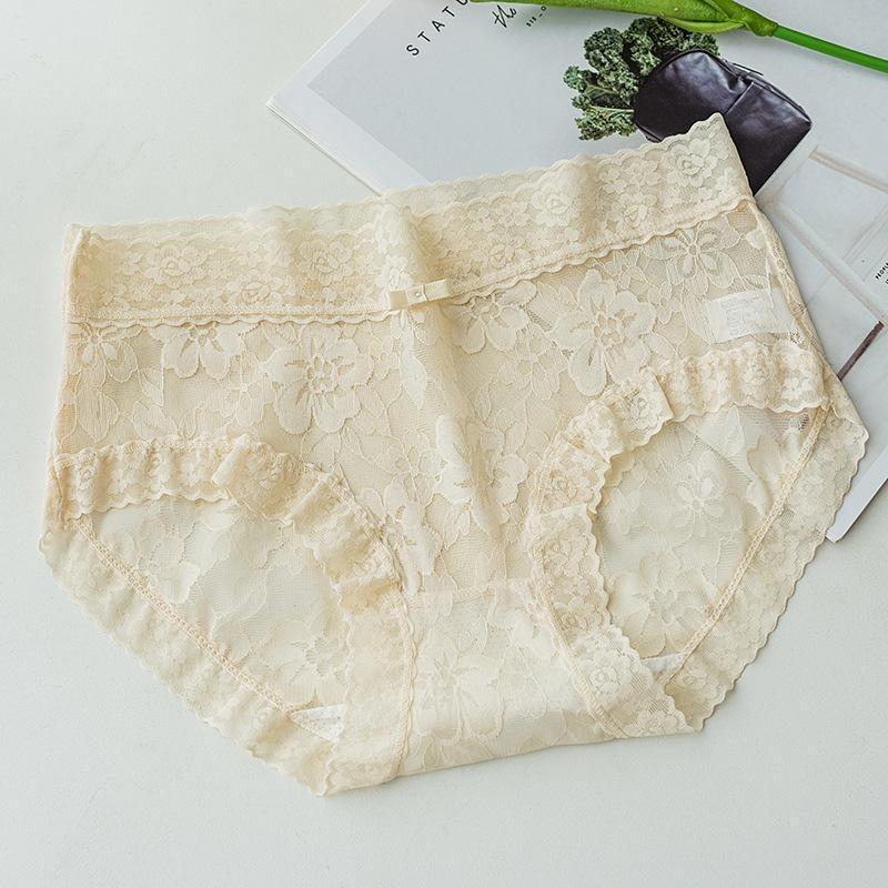 

Женские французские чистые сексуальные кружевные трусики средней посадки удобные дышащие трусы XL бежевый