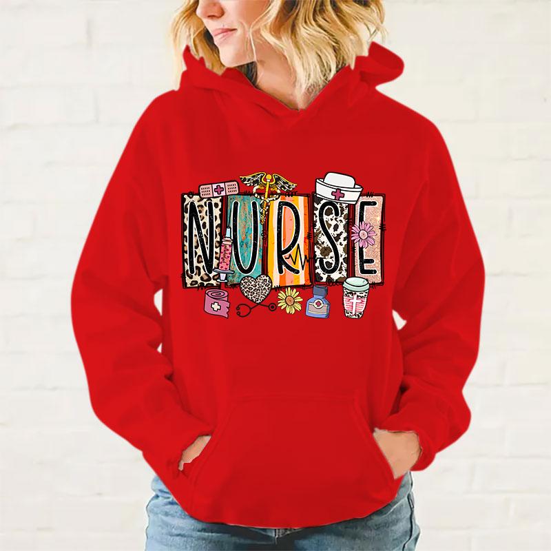 New Autumn And Winter Hoodies Nurse Printed Hoodie Street Outdoor Hooded Hip Hop Sweatshirt For Women Men