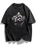 Vintage Raccoon Graphic Tshirt Washed Cotton Acid Wash Streetwear Tee Retro Animal Print Top Oversized Casual Unisex Apparel
