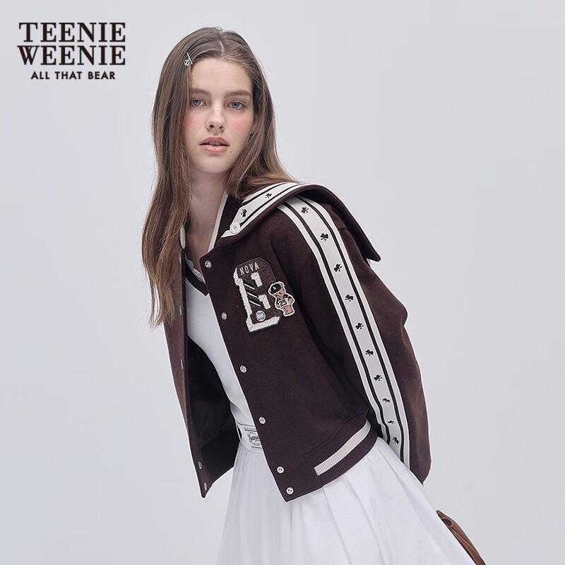 Teenie Weenie Women's Sailor Collar Two-Way Wool Baseball Jacket