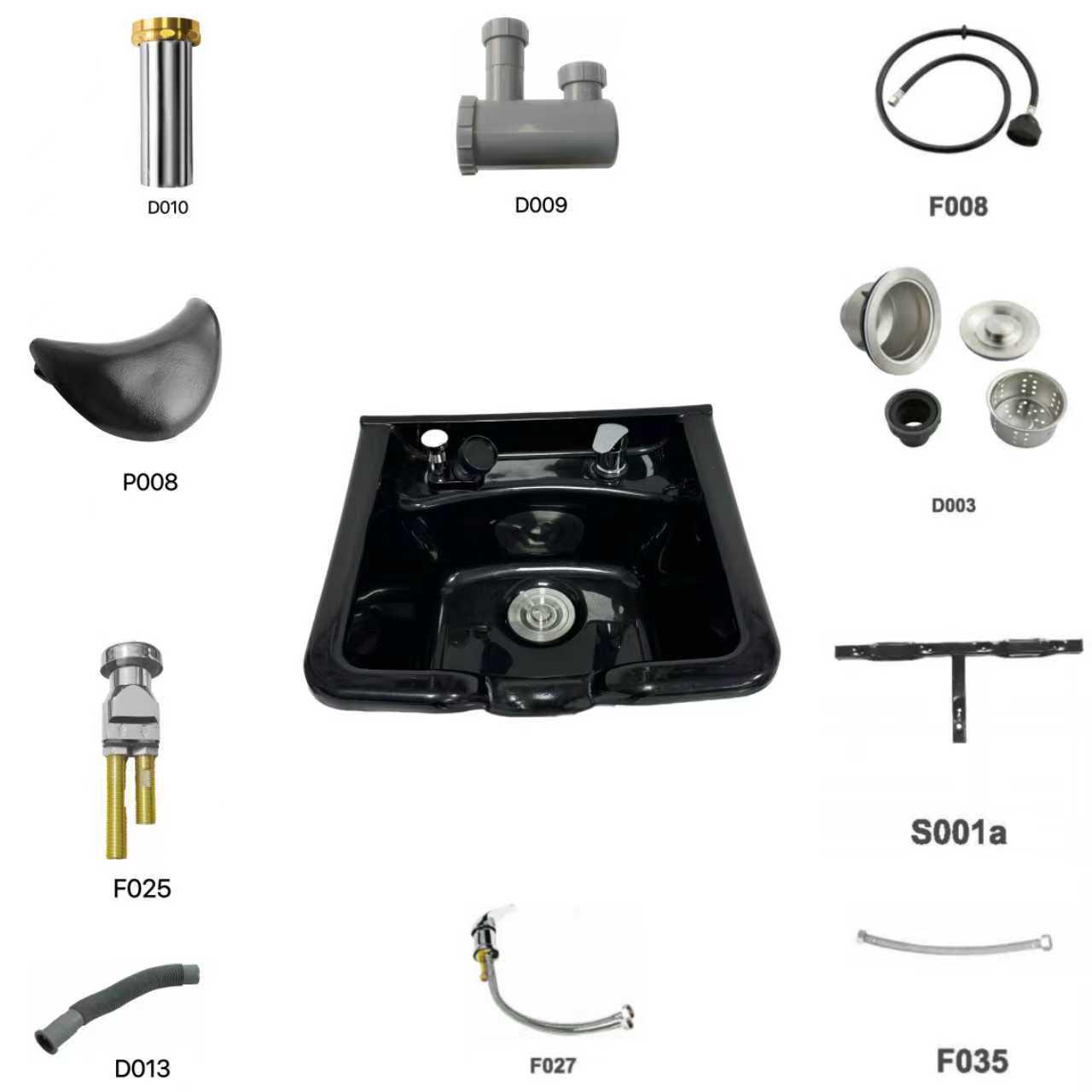 

Portable Wall-Mounted Black Shampoo Basin - Easy-to-Clean Simple Style чёрный