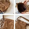Cowboy Suede Saddle Bag Mobile Phone Bag Shoulder Bag Female Handbag Women Crossbody Bag Tassel Bag