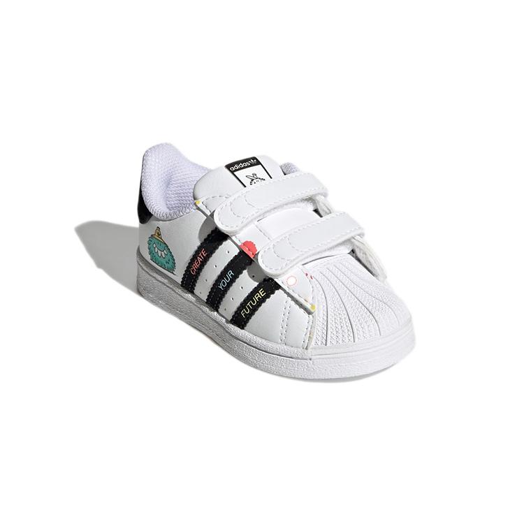Adidas Originals Superstar Cf I Hook and loop Abrasion Resistant Low top Skateboard Shoes White Black Blue H05269