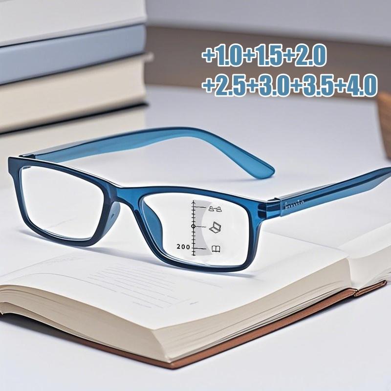 Unisex Square Multifocal Reading Glasses HD Lens Anti Blue Light Far Sight Vintage Eyewear for Men and Women