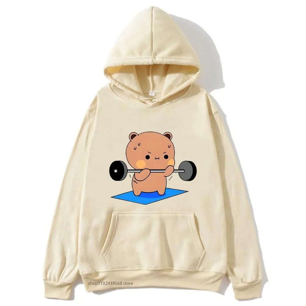 BuBu beobachtet DuDu Gewichtheben ist ein Turner Hoodie Pandabär Sweatshirt Paar Kleidung Männer Kawaii Frauen Tops