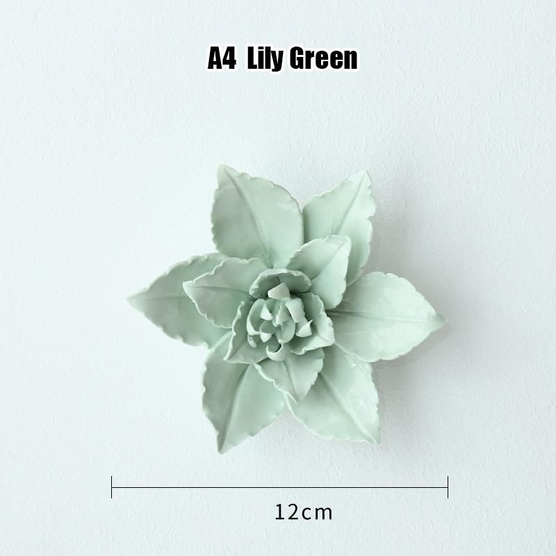 Creative Ceramic Flower Wall Decoration Ceramic Lily Flower Wall Hanging Crafts Home Livingroom TV Background Decor Ornaments