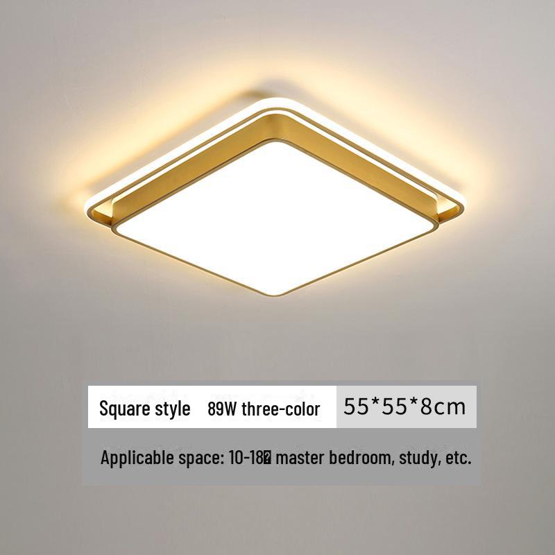 Gold Rectangular Ceiling Lamp Set for Living and Bedrooms