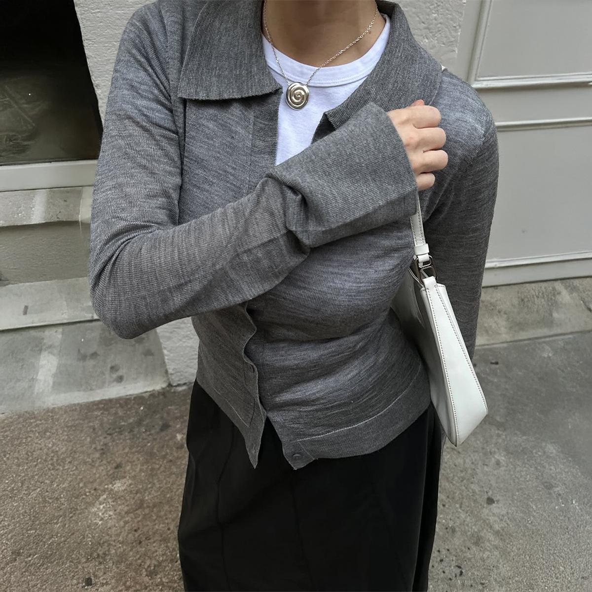 

Y2K Buttoned Woolen Shirts and Sweaters for Women 2025 Autumn and Winter S серый