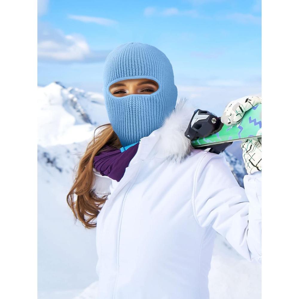 3-Hole Knitted Full Face Cover Ski Mask, Adult Winter Balaclava Warm Knit Full Face Mask for Outdoor Sports