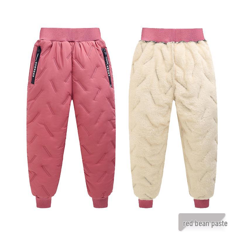 Children's Fleece-Lined Cotton Pants for Boys and Girls - Warm Winter Lambswool Outerwear