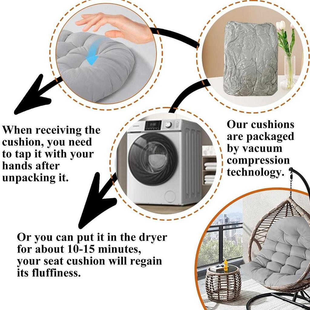 Hanging Egg Chair Cushion Pad, Washable, Comfortable, Soft Chair Seat Cushion, Thicken for Outdoor,Indoor, Porch,Patio,