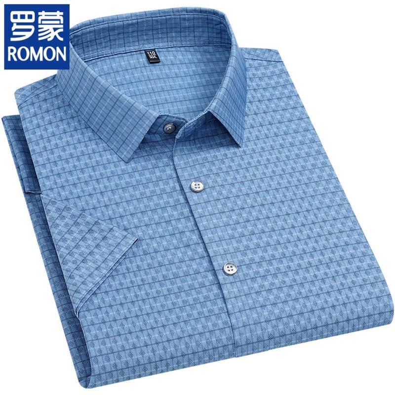 ROMON Men s Cool-Feel Plaid Short Sleeve Shirt XL