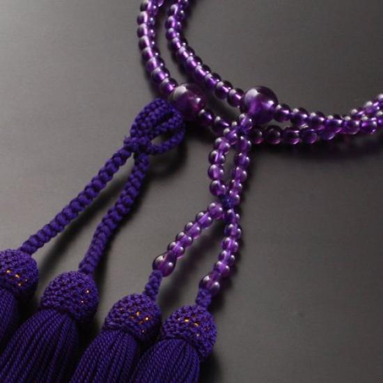 Kyoto Buddhist Altar Hayashi Prayer Beads Jodo Shinshu Eight Size Amethyst Official Ceremony Bag Kyoto Prayer Beads (For Women) [Bead Set] SW-071