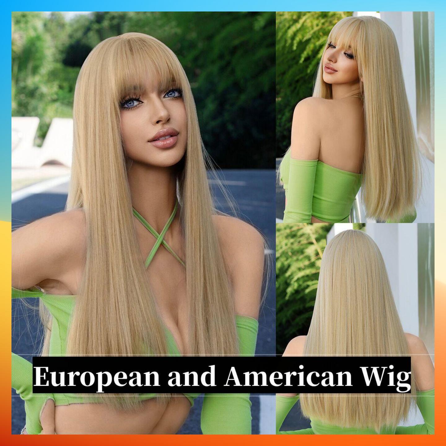 

Европейский и американский парик, модный женский длинный парик с челкой