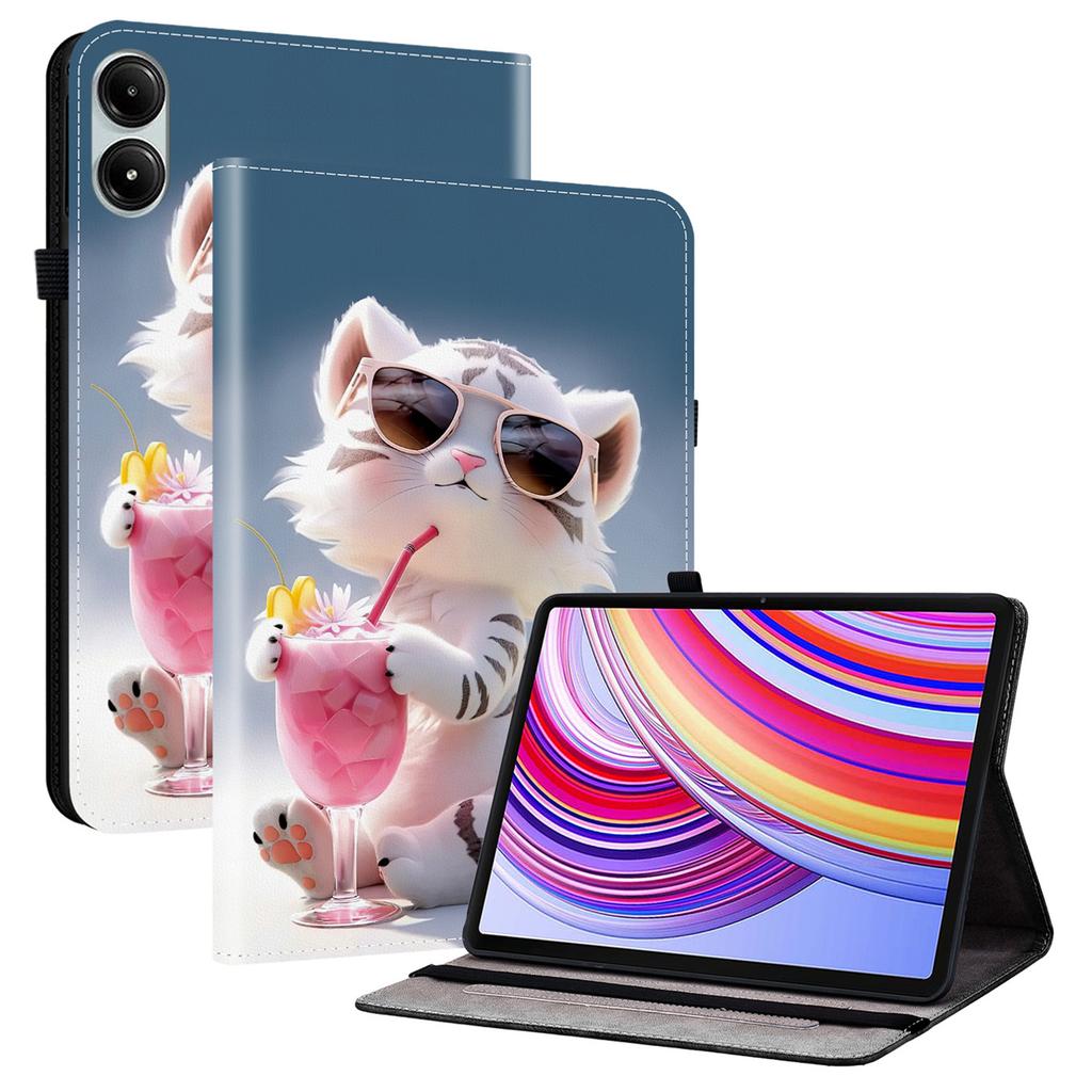 Lederhülle für Xiaomi Redmi Pad Pro 5G/Redmi Pad Pro/Poco Pad 5G/4G, bedruckt mit Muster, Ständer, Tablet-Hülle mit Kartenfächern