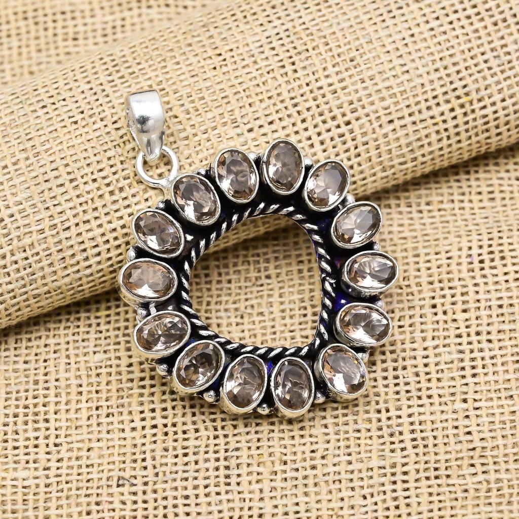 Awesome Smoky Topaz Gemstone Handmade 925 Sterling Silver Jewelry AAA+ Pendant For Gift