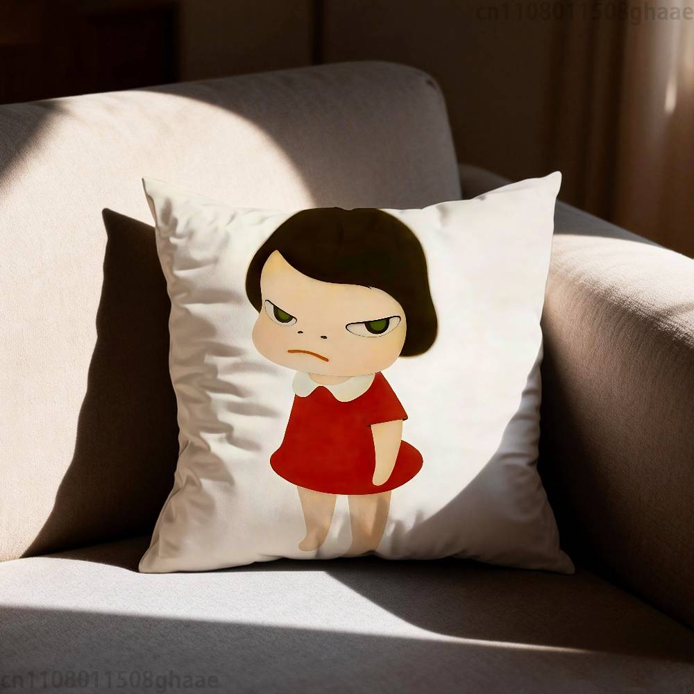 Creative Yoshitomo Nara  Pillow Case Sofa Living Room Bedroom Headboard Backrest Cushion Square Cushion Nap Time