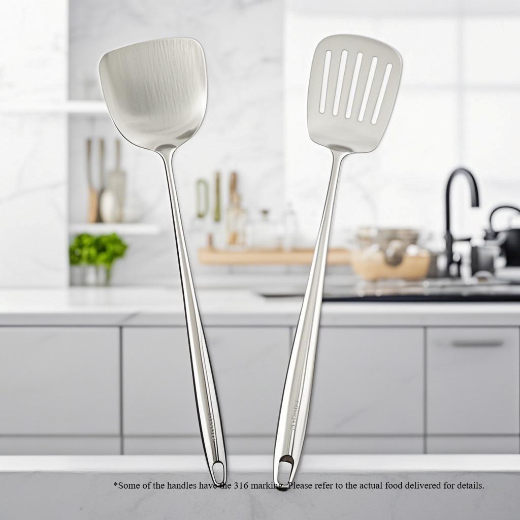304 Stainless Steel Wok Spatula Metal kitchen utensils Slotted Turner Spoon Ladle Cooking Tools Utensil Set Kitchen Accessories