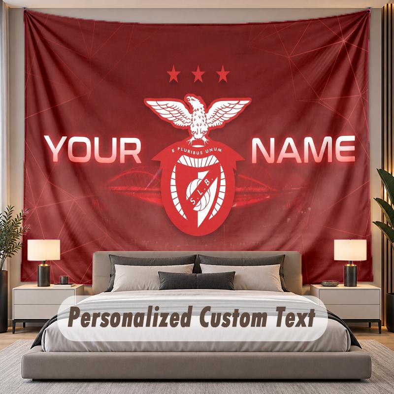 Tapisserie Murale Personnalisée avec Nom et Texte Benfica FC en Polyester pour Chambre à Coucher et Pièce