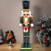 Traditional Wood Checkered Nutcrackers 38cm Figure Ornament Christmas Soldier King Puppet Figurine Holiday Decoration
