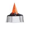 Women's Witch Hat with and Tulle for Halloween Costume Party, Adult Dress-Up Accessory