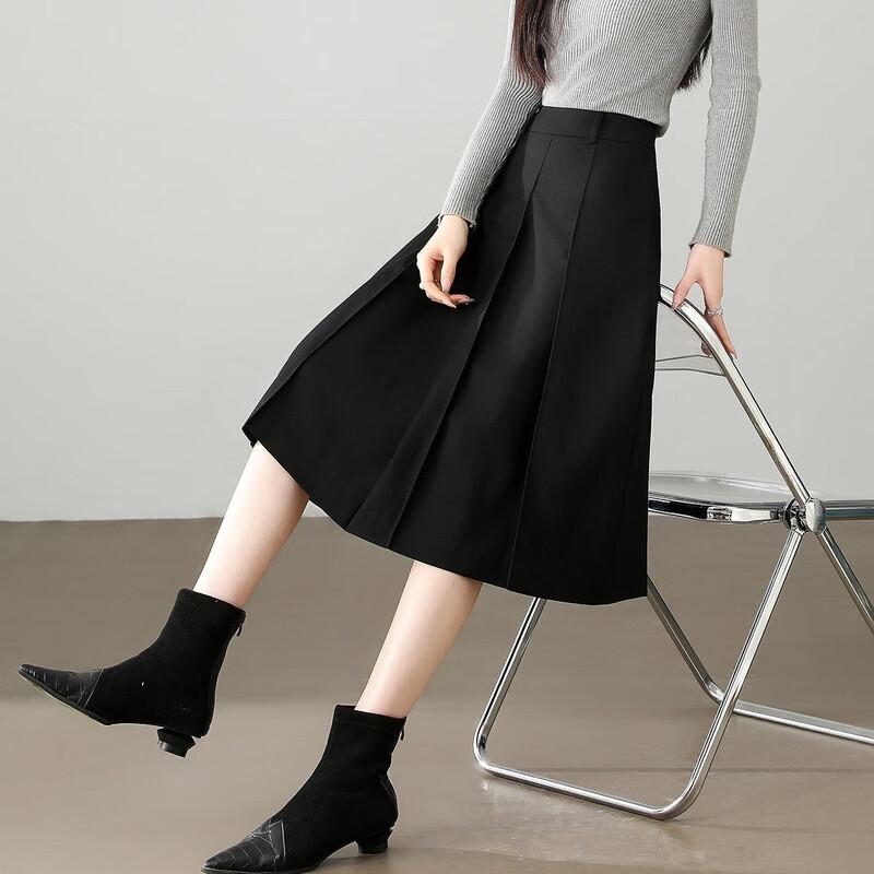 Women s Elegant Pleated A-line Midi Skirt M