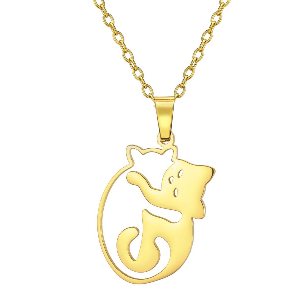 Fashion Minimalist Women Cat Pendant Necklace Delicate Collarbone Chain Elegant Small Jewelry Gift